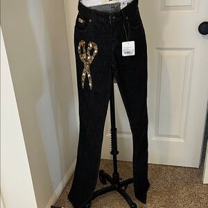 Moschino Blue jeans stretch with Gold Scissors Accent rare new